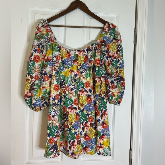 OLIVACEOUS FLORAL MINI DRESS - Picture 2 of 3